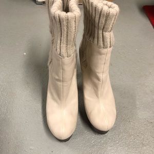 Beige platform boots